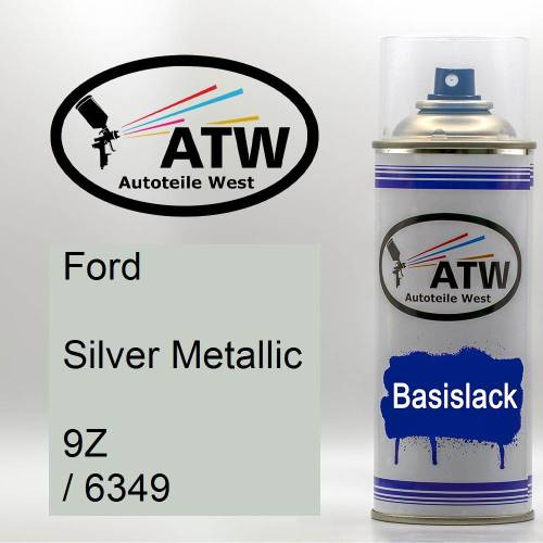 Ford, Silver Metallic, 9Z / 6349: 400ml Sprühdose, von ATW Autoteile West.